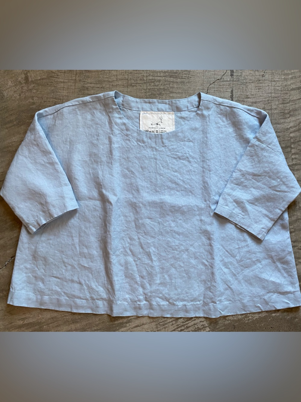 notPERFECTLINEN OLD LONDON round neck oversized linen top Blue July